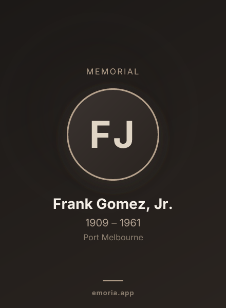 Memorial portrait of Frank Gomez, Jr.