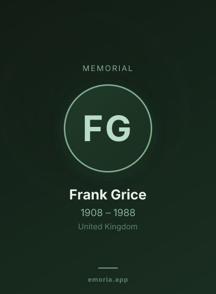 Memorial portrait of Frank Grice