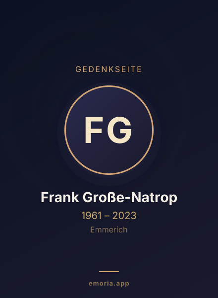 Gedenkportrait von Frank Große-Natrop
