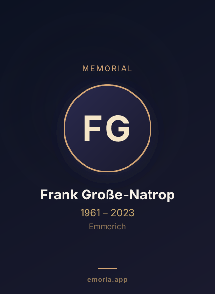Memorial portrait of Frank Große-Natrop