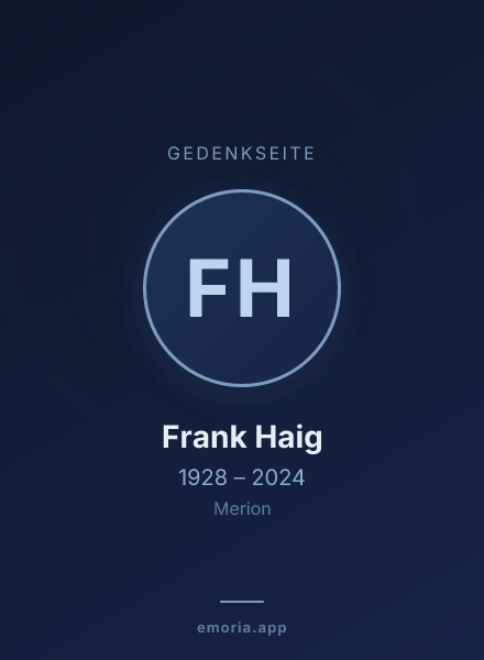 Gedenkportrait von Frank Haig