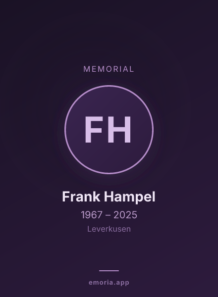 Memorial portrait of Frank Hampel