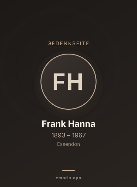 Gedenkportrait von Frank Hanna