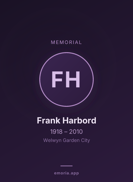 Memorial portrait of Frank Harbord