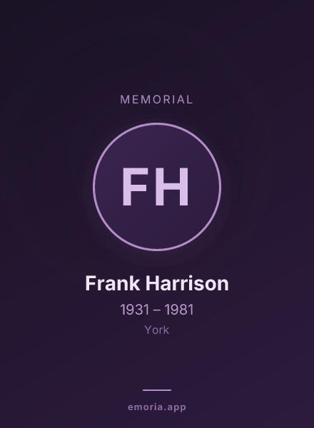 Memorial portrait of Frank Harrison