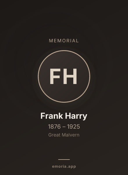 Memorial portrait of Frank Harry