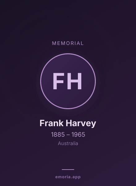 Memorial portrait of Frank Harvey
