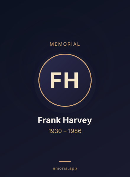 Memorial portrait of Frank Harvey