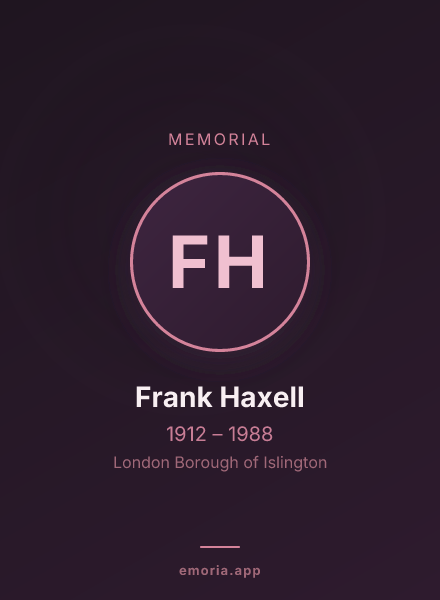 Memorial portrait of Frank Haxell