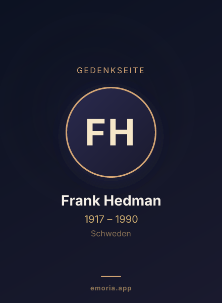 Gedenkportrait von Frank Hedman