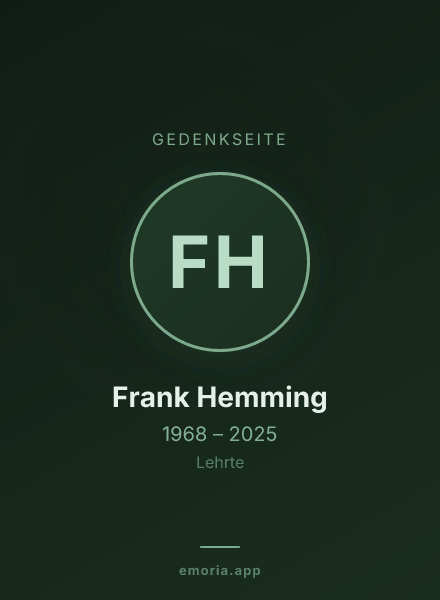 Gedenkportrait von Frank Hemming