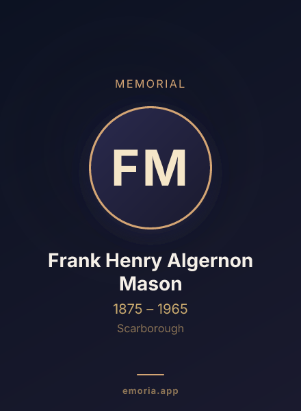 Memorial portrait of Frank Henry Algernon Mason
