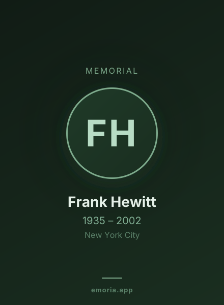 Memorial portrait of Frank Hewitt