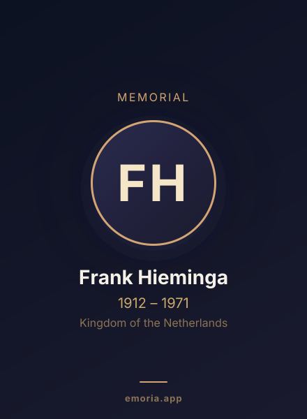 Memorial portrait of Frank Hieminga