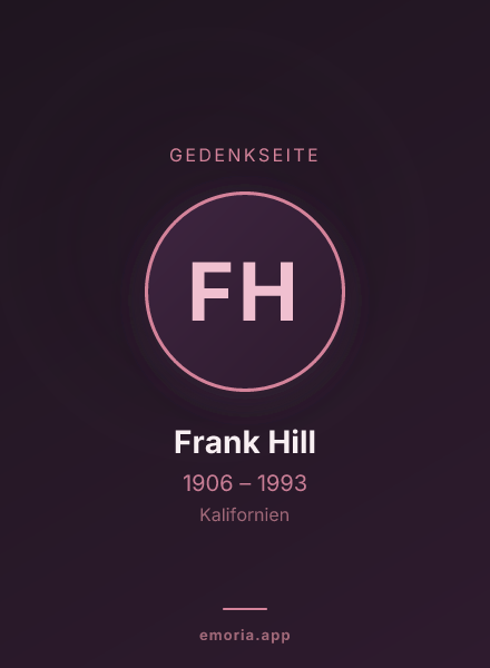 Gedenkportrait von Frank Hill