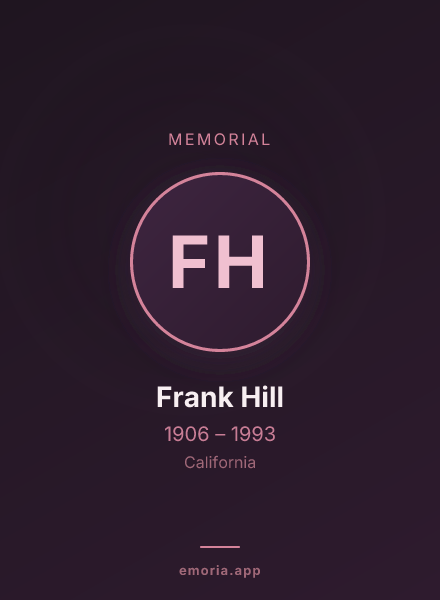Memorial portrait of Frank Hill