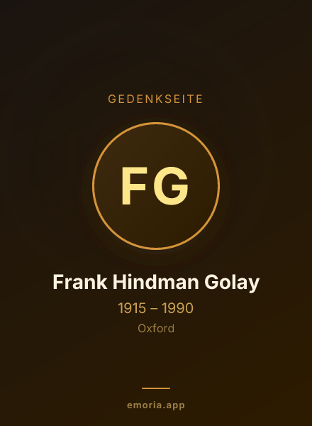 Gedenkportrait von Frank Hindman Golay