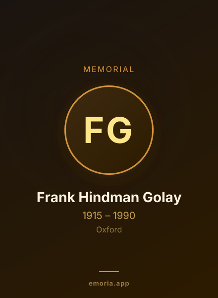 Memorial portrait of Frank Hindman Golay