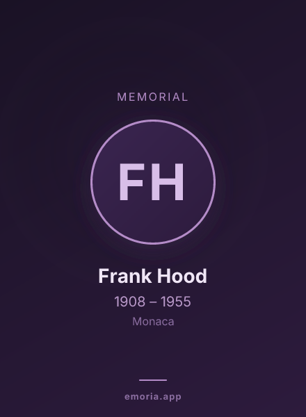 Memorial portrait of Frank Hood