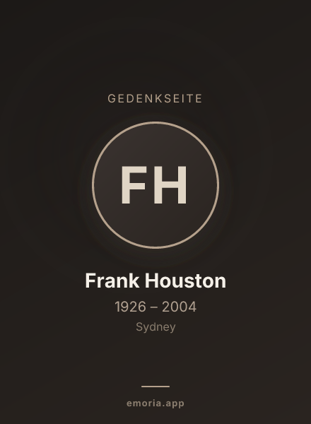 Gedenkportrait von Frank Houston
