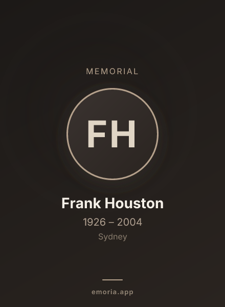 Memorial portrait of Frank Houston