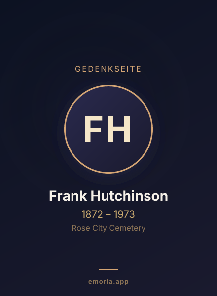 Gedenkportrait von Frank Hutchinson
