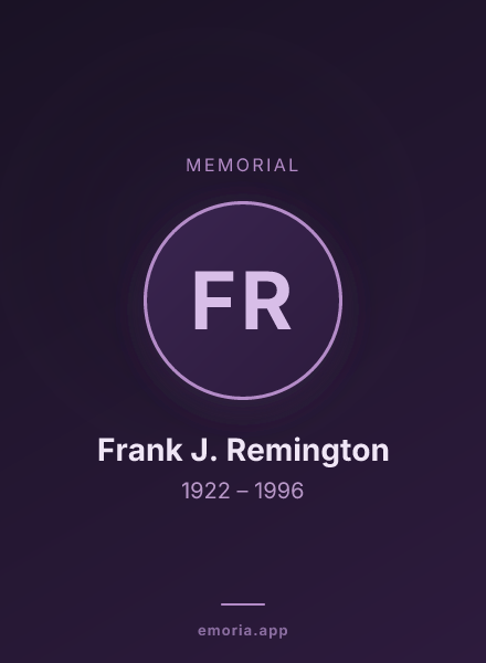Memorial portrait of Frank J. Remington
