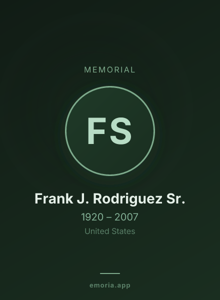 Memorial portrait of Frank J. Rodriguez Sr.