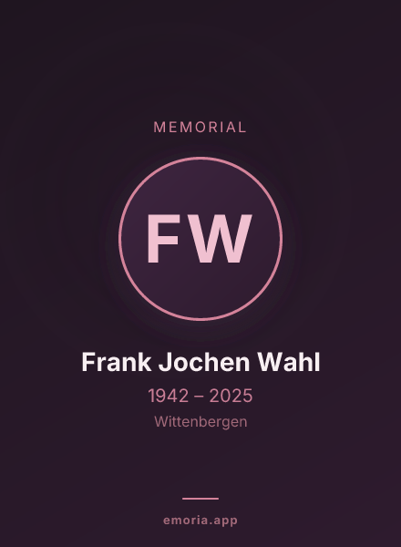 Memorial portrait of Frank Jochen Wahl
