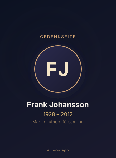 Gedenkportrait von Frank Johansson