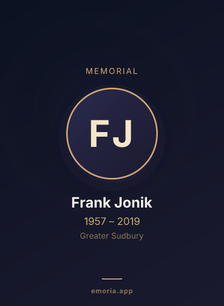 Memorial portrait of Frank Jonik