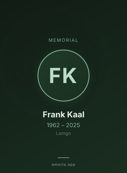 Memorial portrait of Frank Kaal