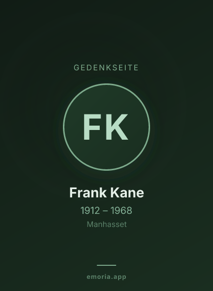 Gedenkportrait von Frank Kane