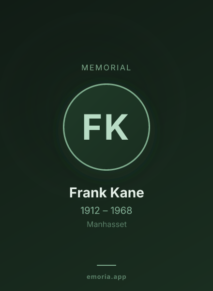 Memorial portrait of Frank Kane
