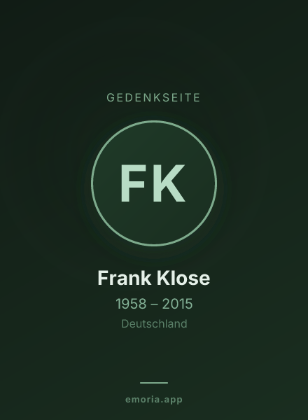 Gedenkportrait von Frank Klose