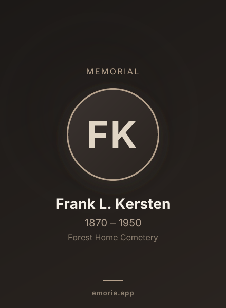 Memorial portrait of Frank L. Kersten