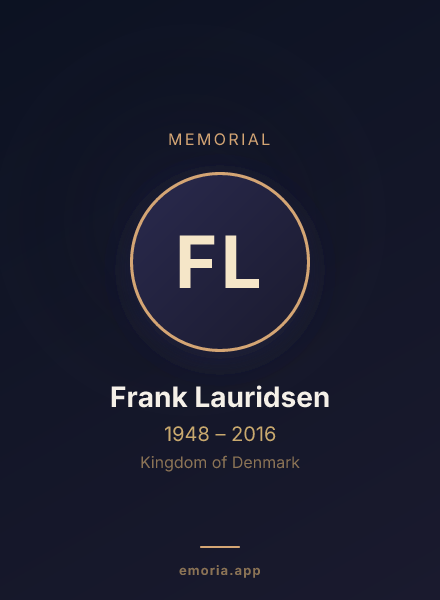 Memorial portrait of Frank Lauridsen