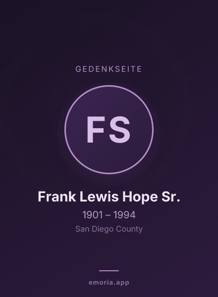 Gedenkportrait von Frank Lewis Hope Sr.