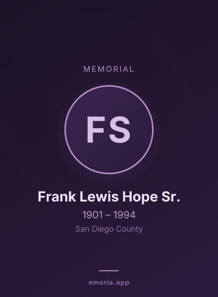 Memorial portrait of Frank Lewis Hope Sr.
