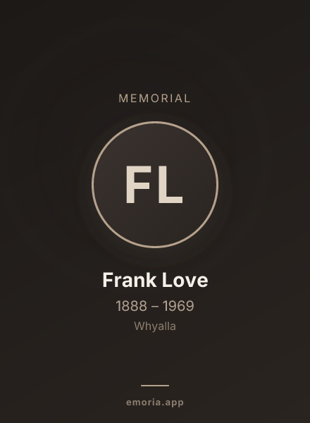 Memorial portrait of Frank Love