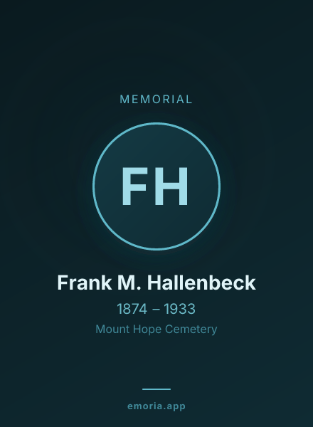 Memorial portrait of Frank M. Hallenbeck