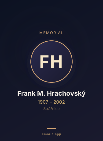 Memorial portrait of Frank M. Hrachovský