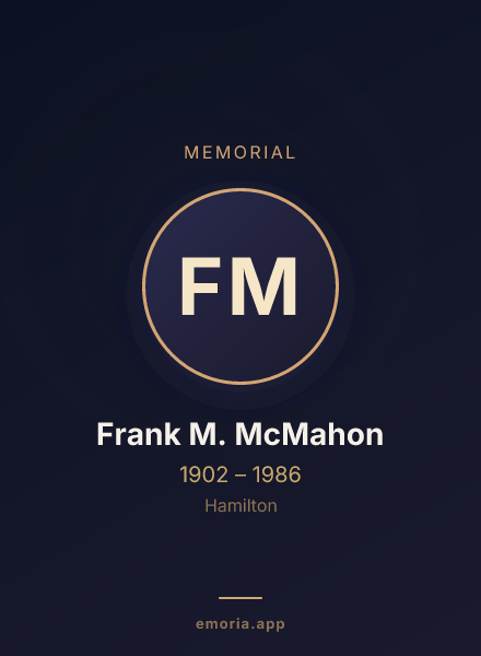 Memorial portrait of Frank M. McMahon