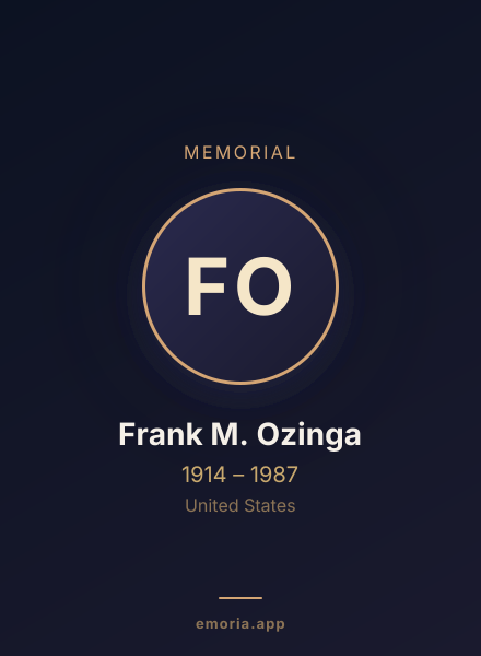 Memorial portrait of Frank M. Ozinga