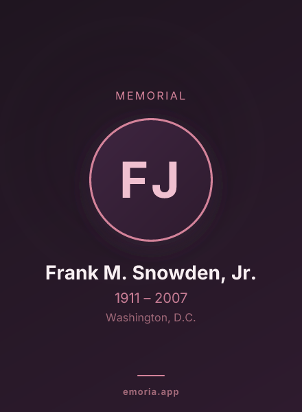 Memorial portrait of Frank M. Snowden, Jr.