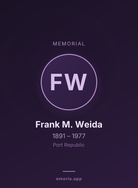 Memorial portrait of Frank M. Weida