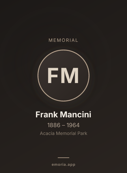 Memorial portrait of Frank Mancini