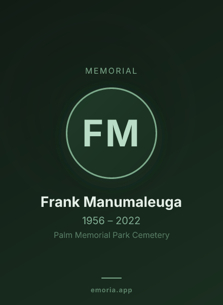 Memorial portrait of Frank Manumaleuga