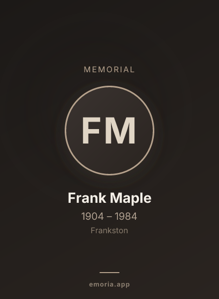 Memorial portrait of Frank Maple