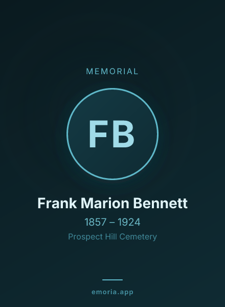 Memorial portrait of Frank Marion Bennett